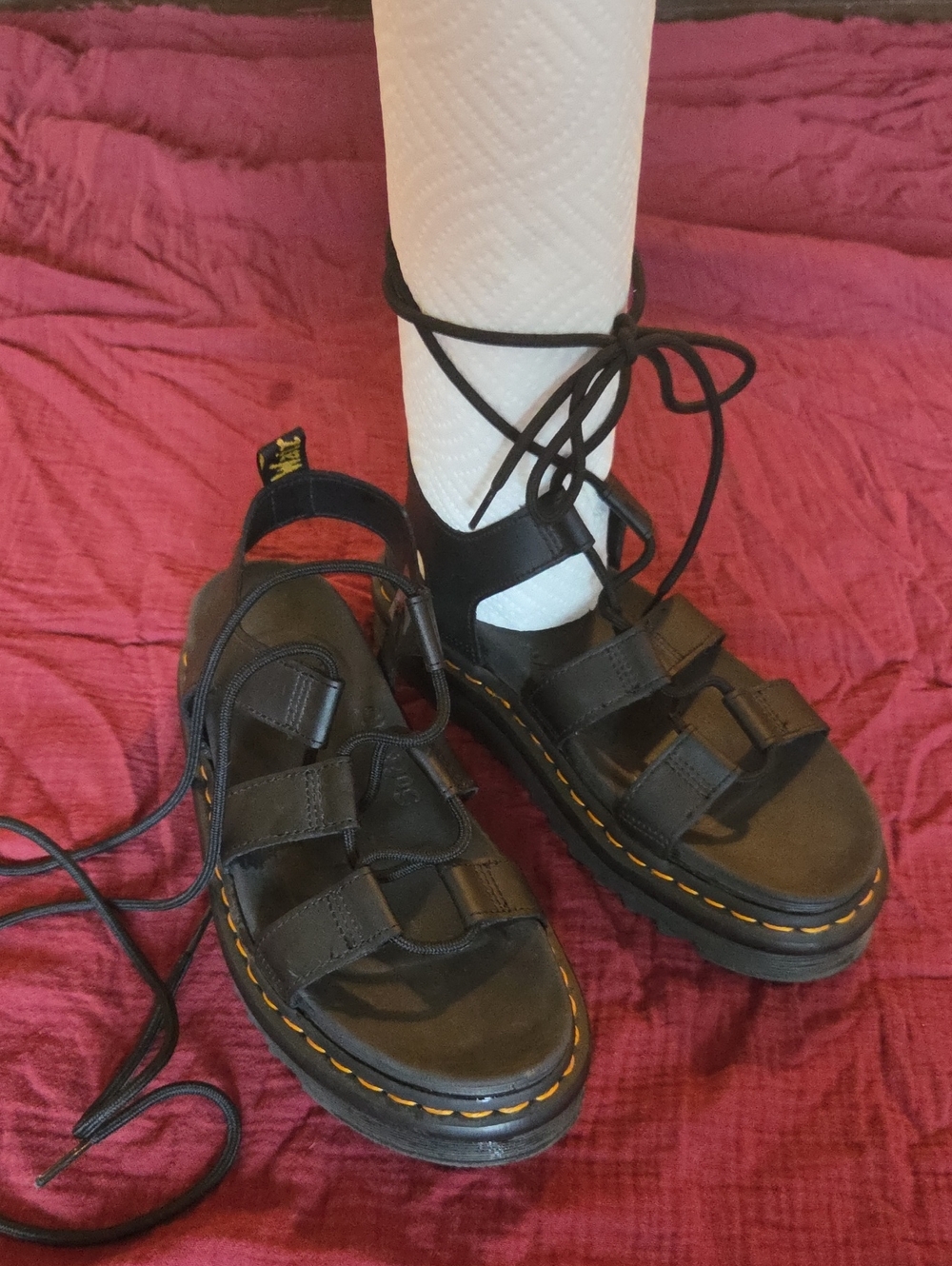 Black Lace-Up Platform Sandals - Dr. Martens